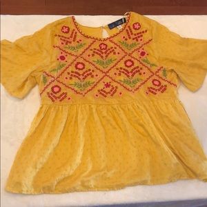 Francesca’s Embroidered Yellow Blouse
